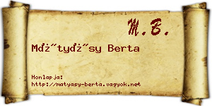 Mátyásy Berta névjegykártya
